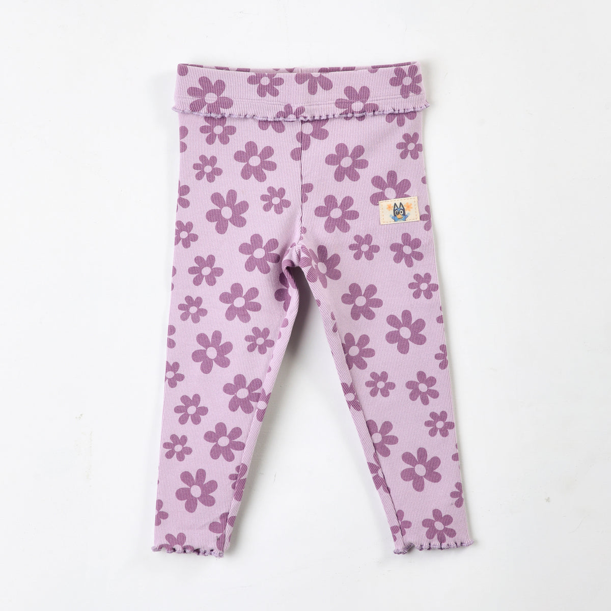 Calza Niña Bluey Rib Flores Morado - Calzas Chile | The Brands Club cl