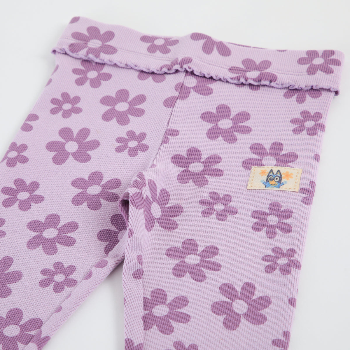 Calza Niña Bluey Rib Flores Morado - Calzas Chile | The Brands Club cl