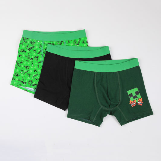 Tripack Bóxer Niño Print Creepers Verde Minecraft - Boxers Chile | The Brands Club cl