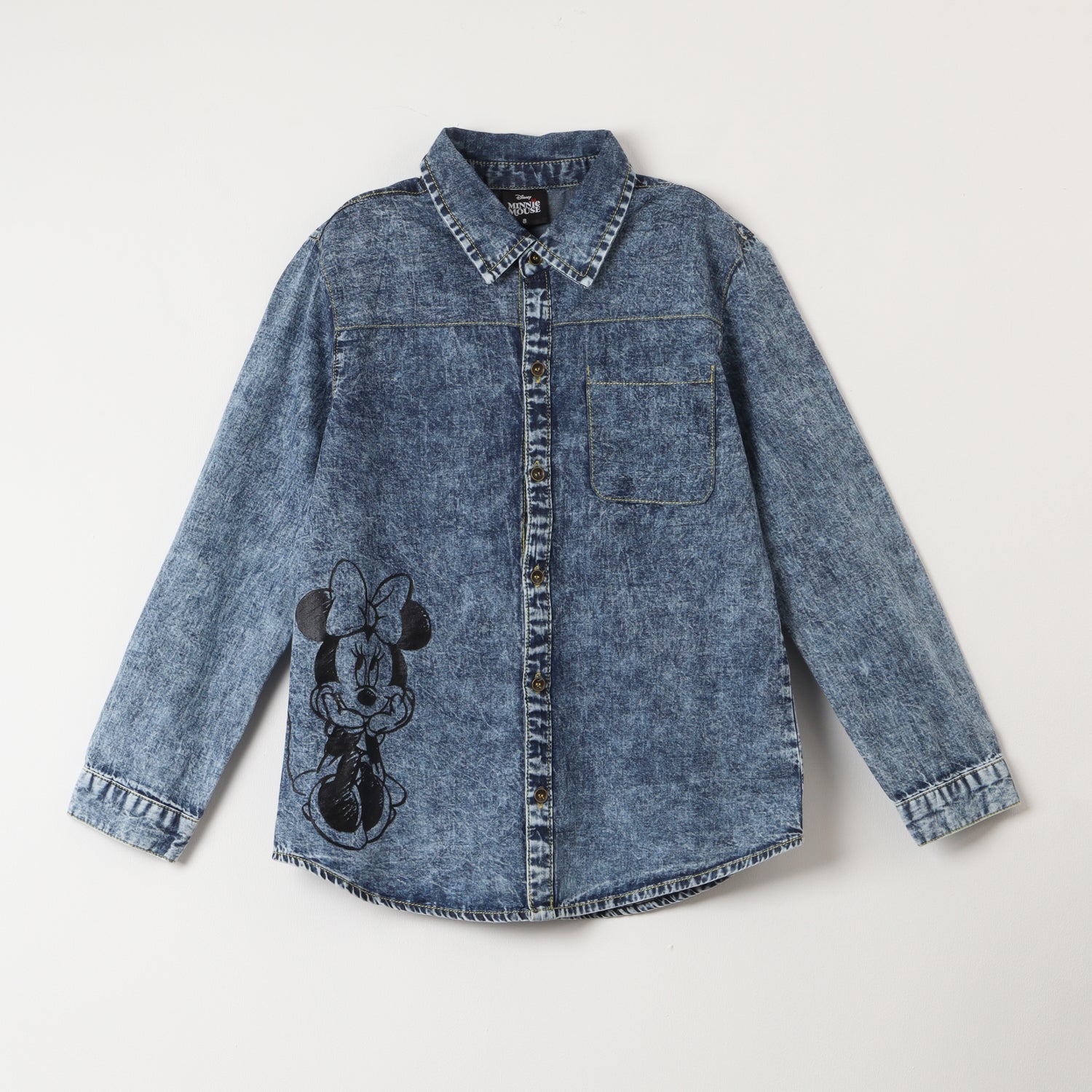 Camisa Niña Minnie Pensativa Azul Disney