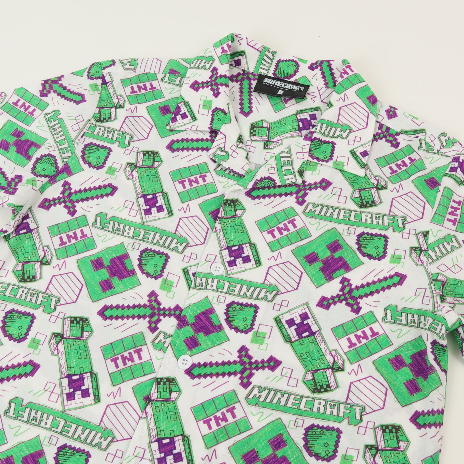 Guayabera Niño Verde Full Print Survival Minecraft