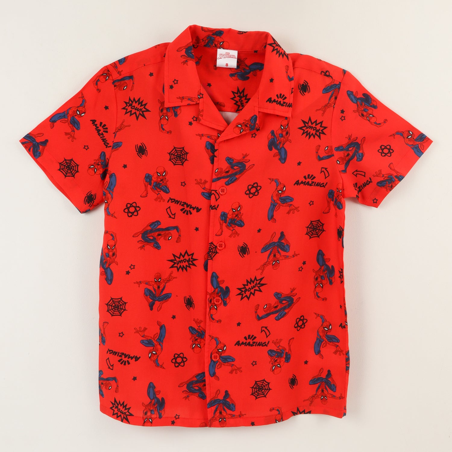 Guayabera Niño Rojo Full Print Spiderman Marvel