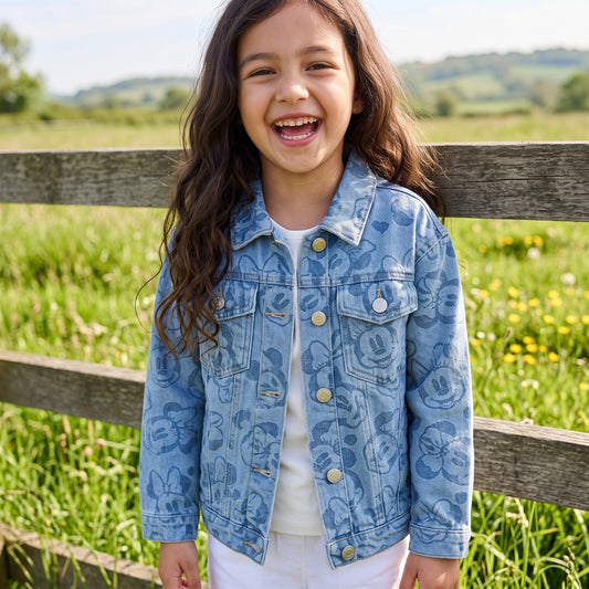 Chaqueta Niña Minnie Disney Mezclilla Full Print Azul - Chaquetas y Parkas Chile | The Brands Club cl