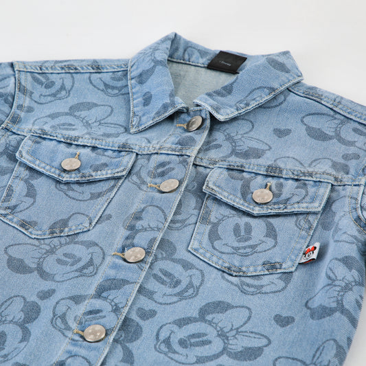 Chaqueta Niña Minnie Disney Mezclilla Full Print Azul - Chaquetas y Parkas Chile | The Brands Club cl