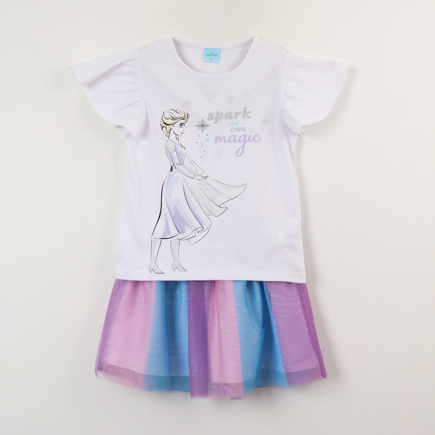 Conjunto Tull Niña Frozen Elsa Sparks Blanco Disney