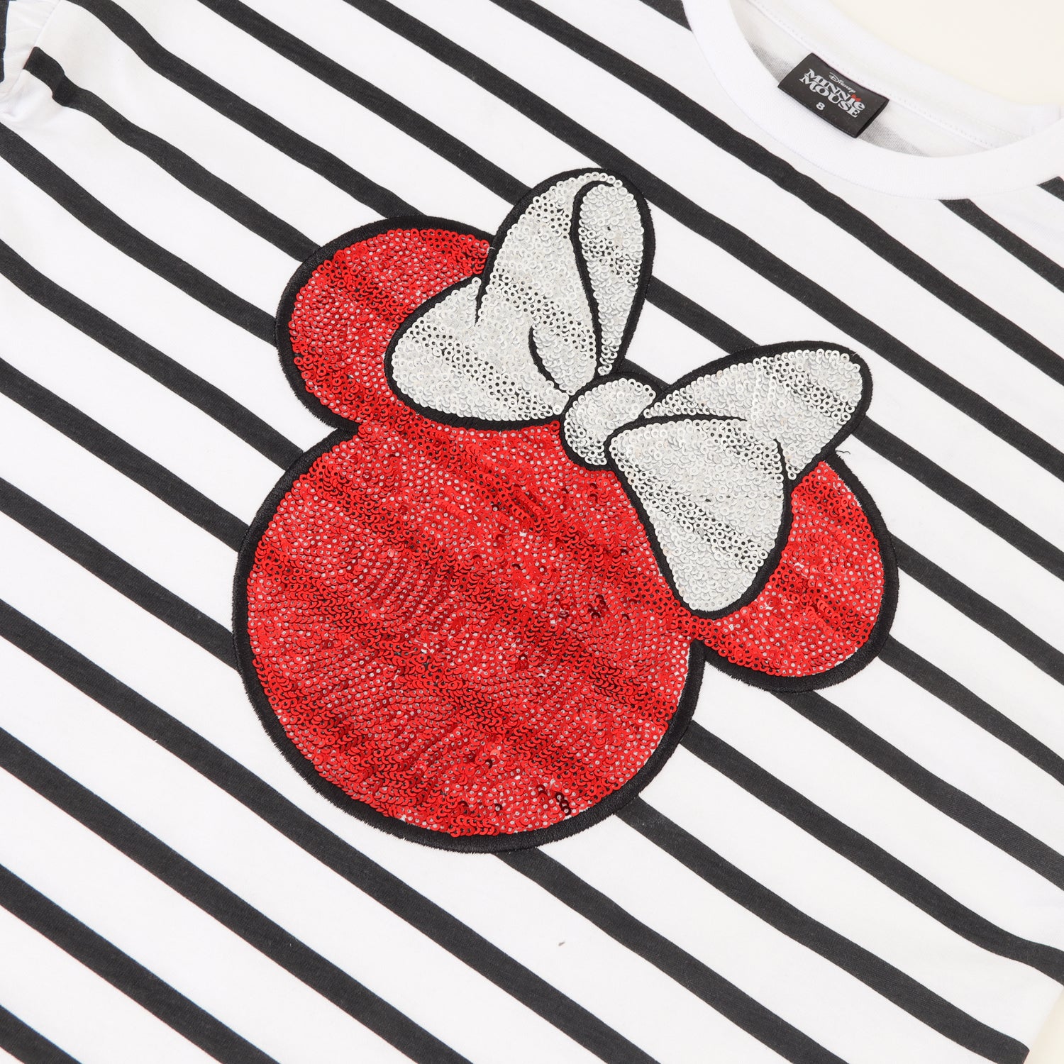 Conjunto Niña Minnie Lentejuelas Moñito Blanco Disney