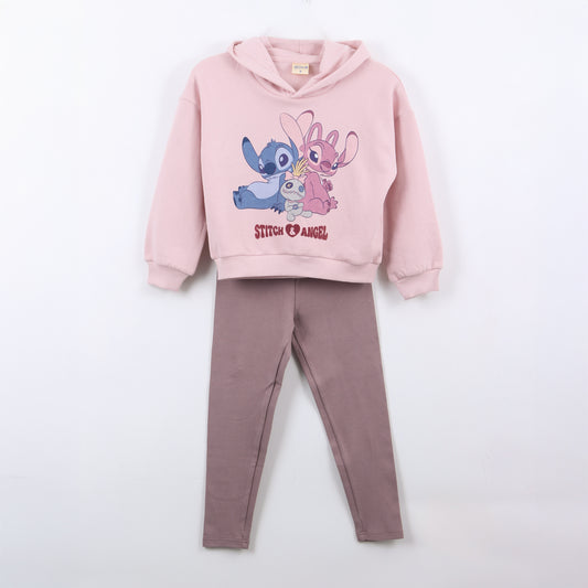 Conjunto Niña Hoodie Lilo & Stitch Rosado Disney - Conjuntos Chile | The Brands Club cl