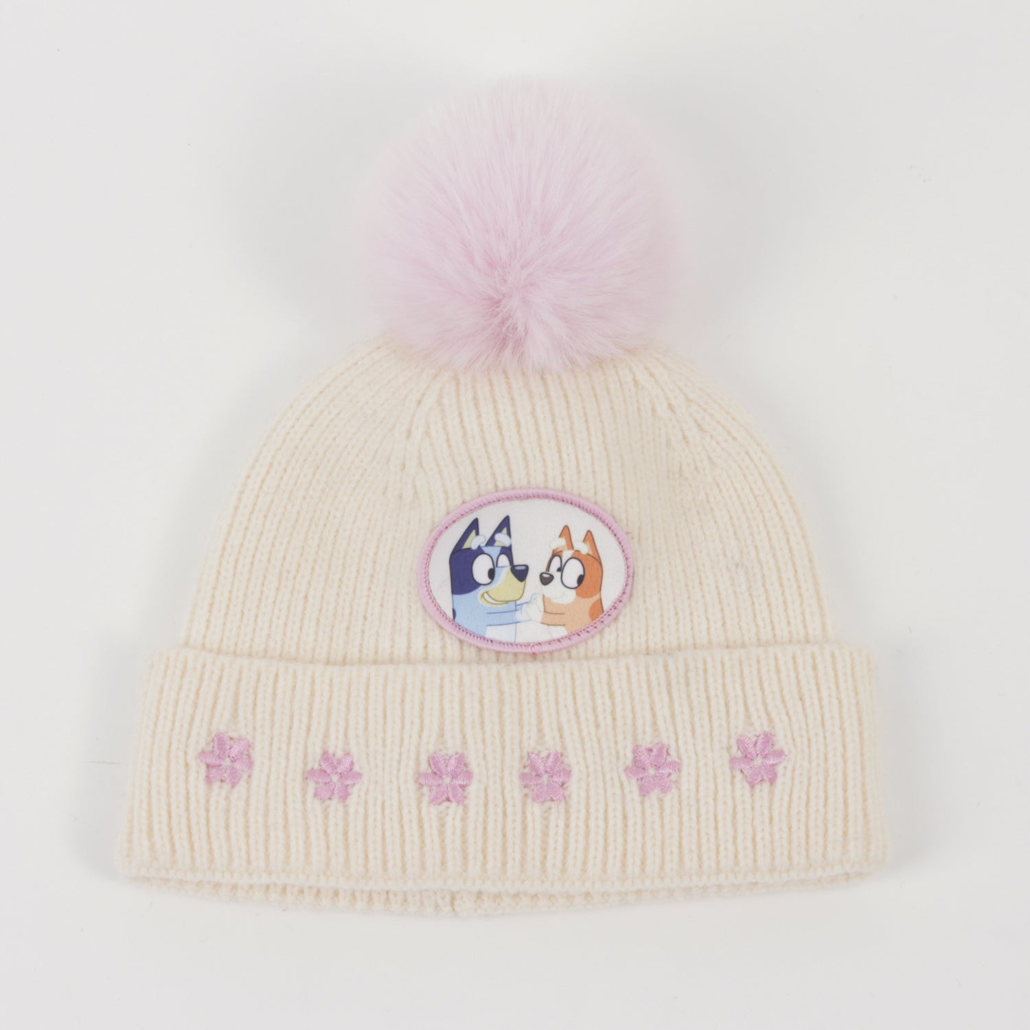 Gorro con Pompón Niña Flores Rosado Bingo & Bluey - Gorros Y Jockeys Chile | The Brands Club cl