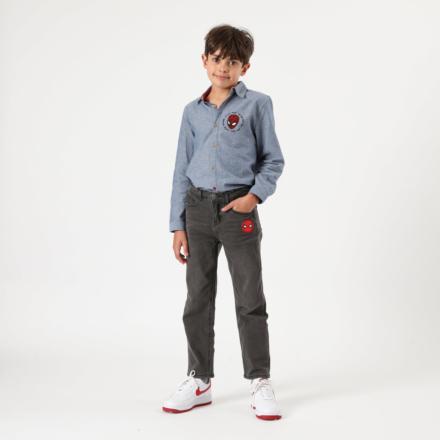 Jeans Niño Spiderman Logo Negro Marvel