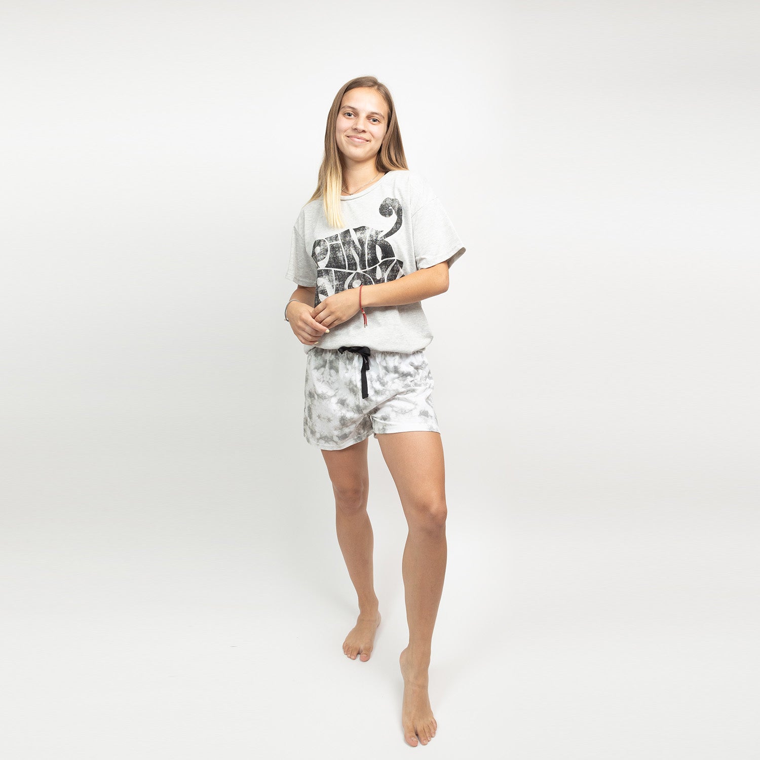 Pijama Mujer Tye Dye Gris Pink Floyd