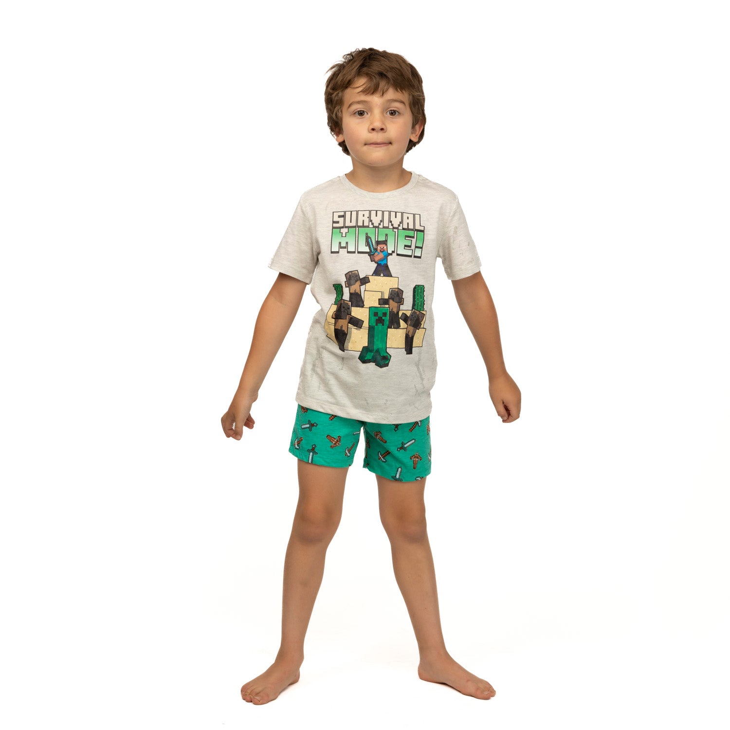 Pijama Niño SURVIVAL Gris Minecraft