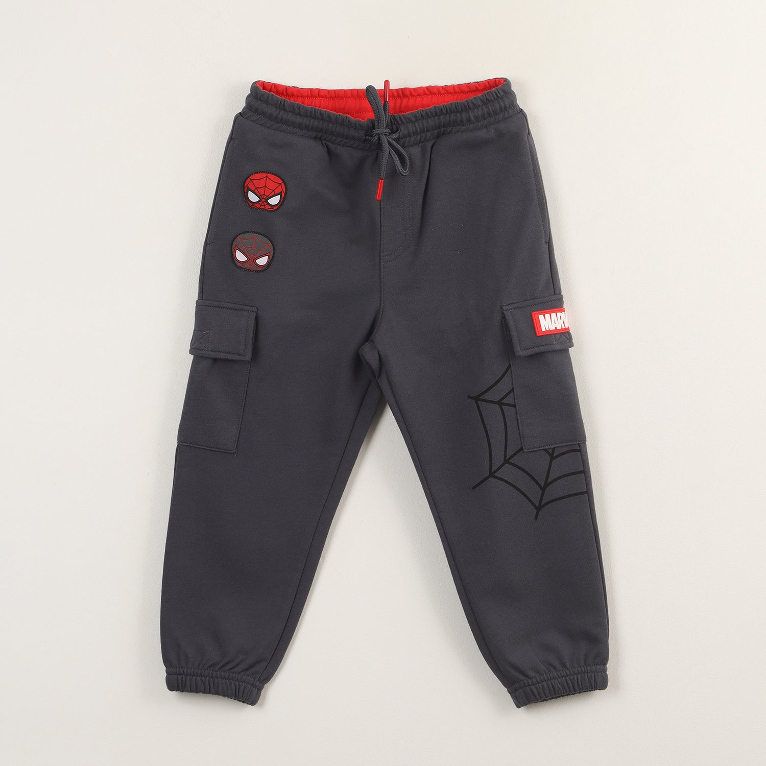 Pantalon Cargo De Buzo Niño Spiderman Web Gris Marvel
