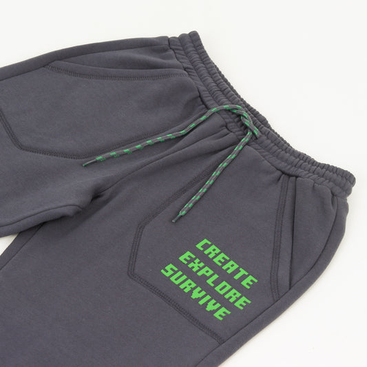 Pantalón de Buzo Niño Create Explore Survive Gris Minecraft - Pantalones Chile | The Brands Club cl
