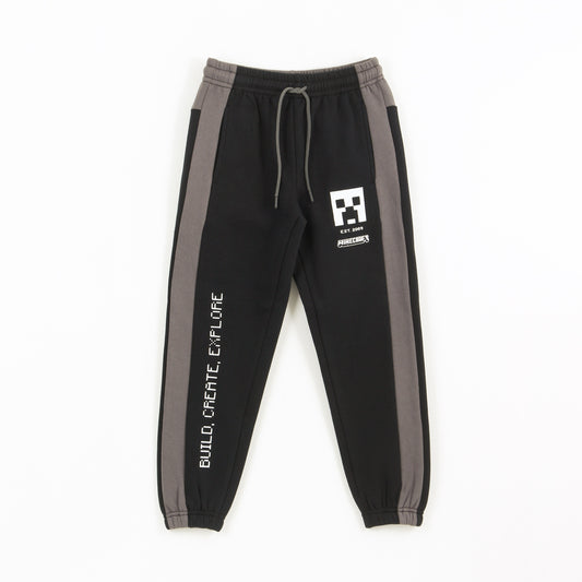 Pantalón de Buzo Niño Banda Lateral Negro Minecraft - Pantalones Chile | The Brands Club cl