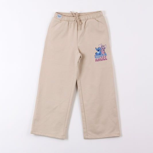 Pantalón de Buzo Niña Stitch & Angel Disney Flare Beige - Pantalones Chile | The Brands Club cl