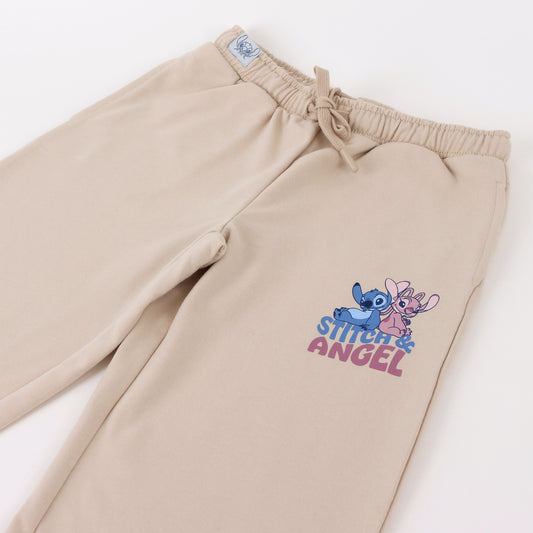 Pantalón de Buzo Niña Stitch & Angel Disney Flare Beige - Pantalones Chile | The Brands Club cl