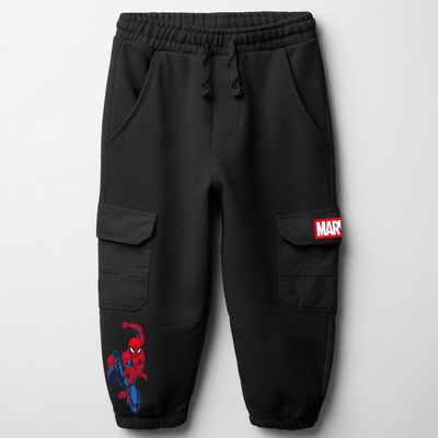 Pantalón de Buzo Niño Spiderman Marvel Cargo Negro