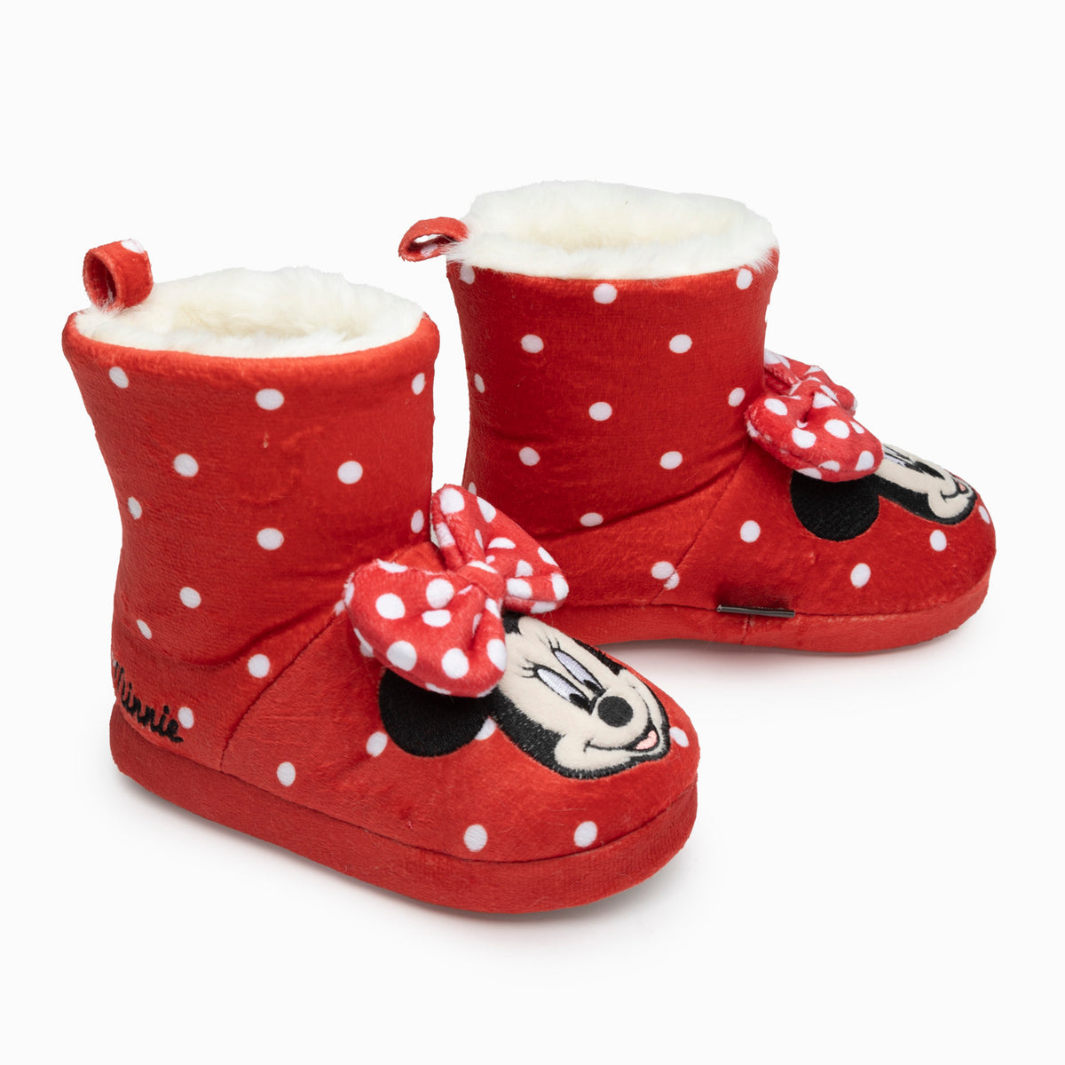 Pantufla Bota Niña Puntos Minnie Rojo Disney