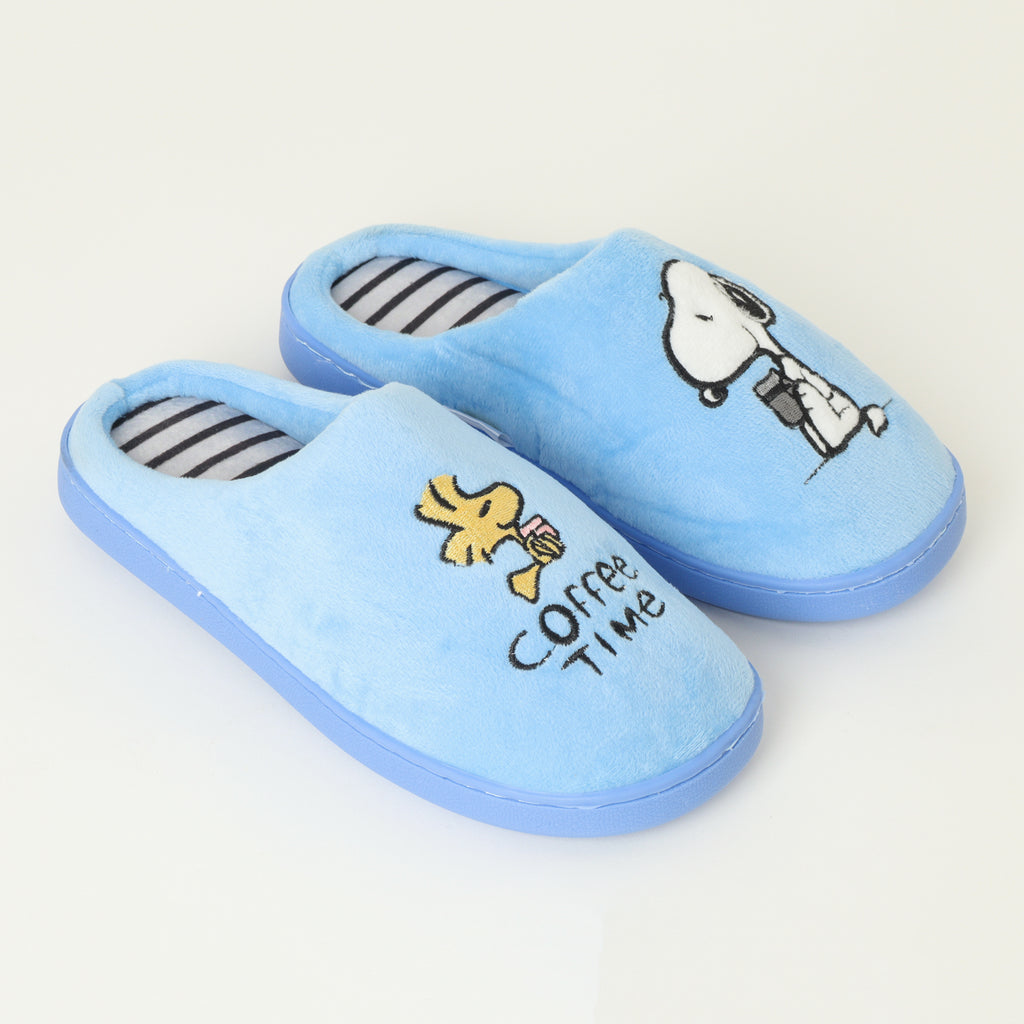 Pantufla Mujer Coffee Time Azul Snoopy