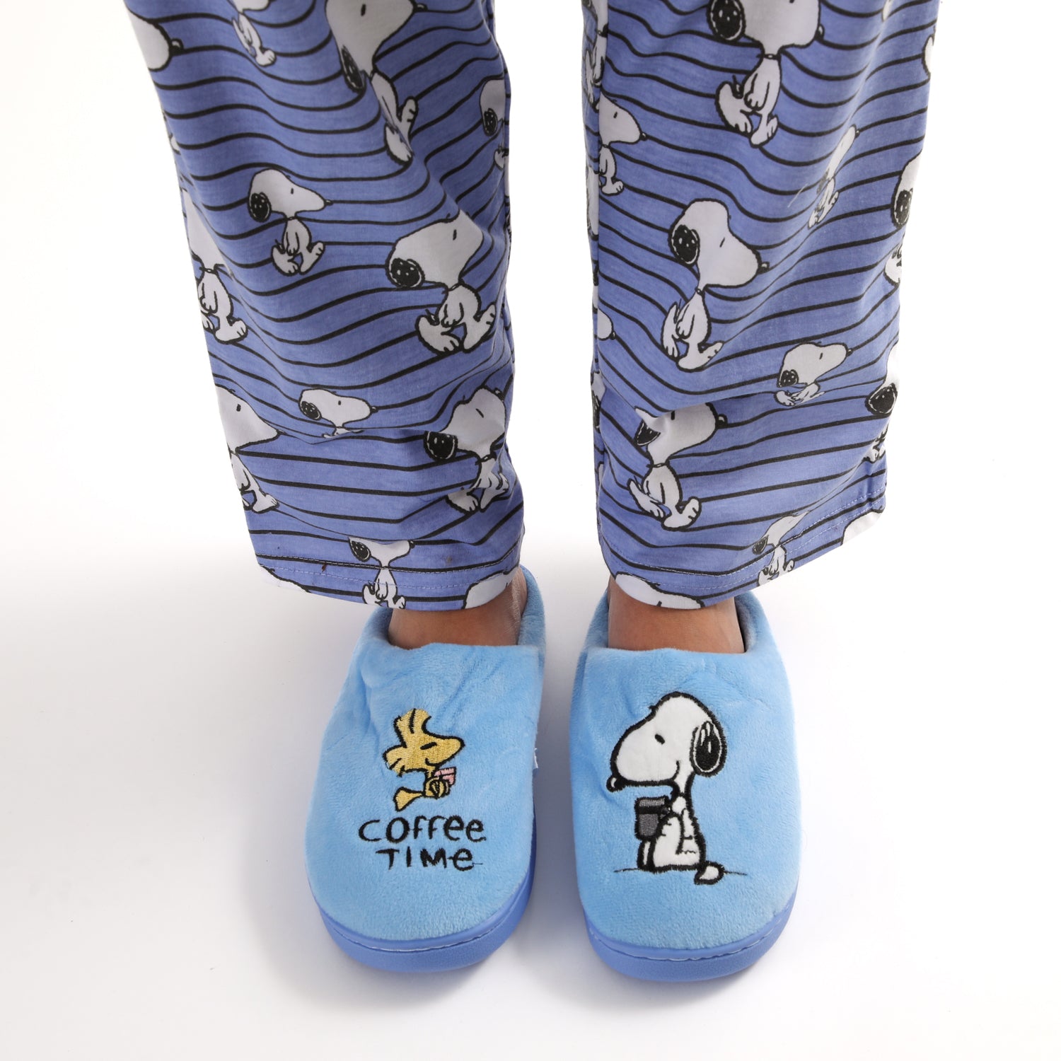 Pantufla Mujer Coffee Time Azul Snoopy