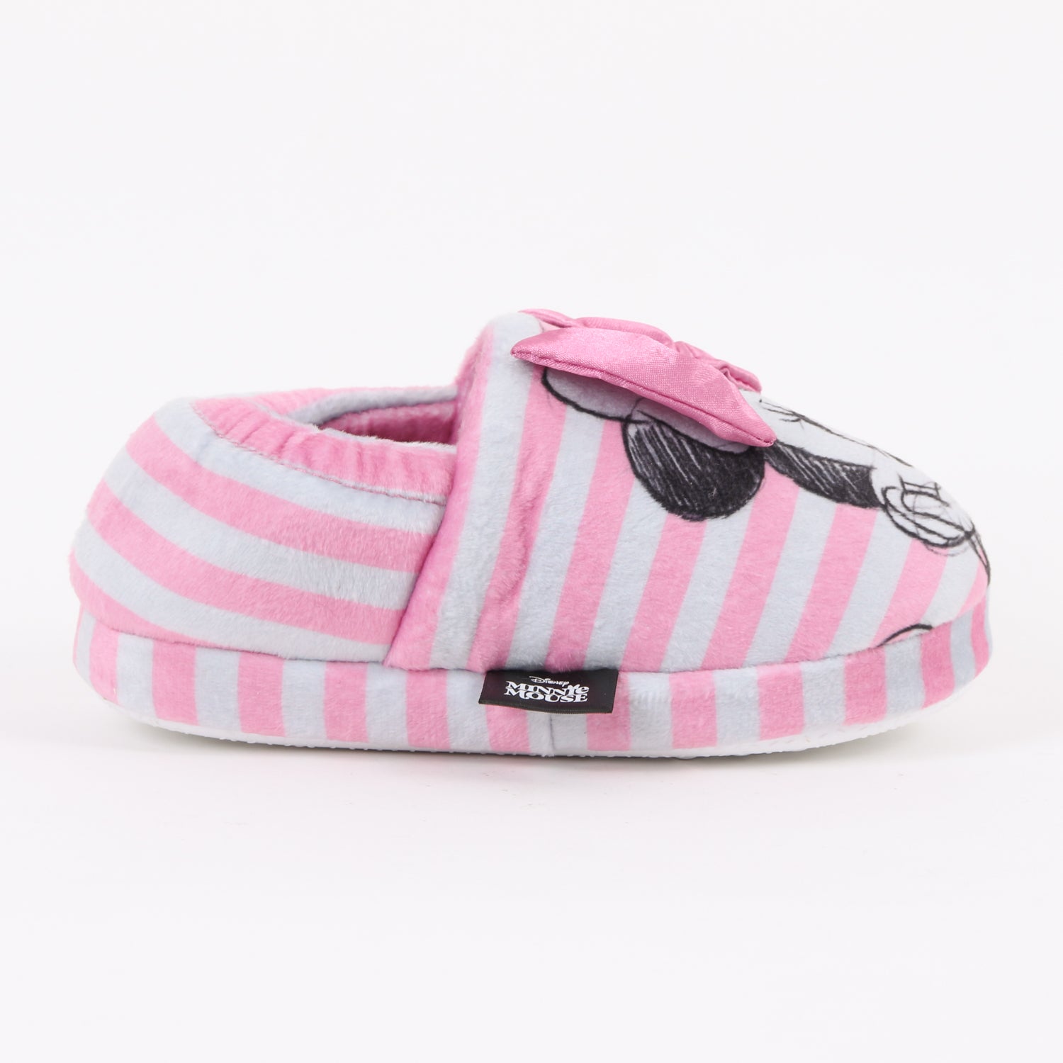 Pantufla Niña Rayas Minnie Mouse Moño Rosado Disney - Pantuflas Chile | The Brands Club cl