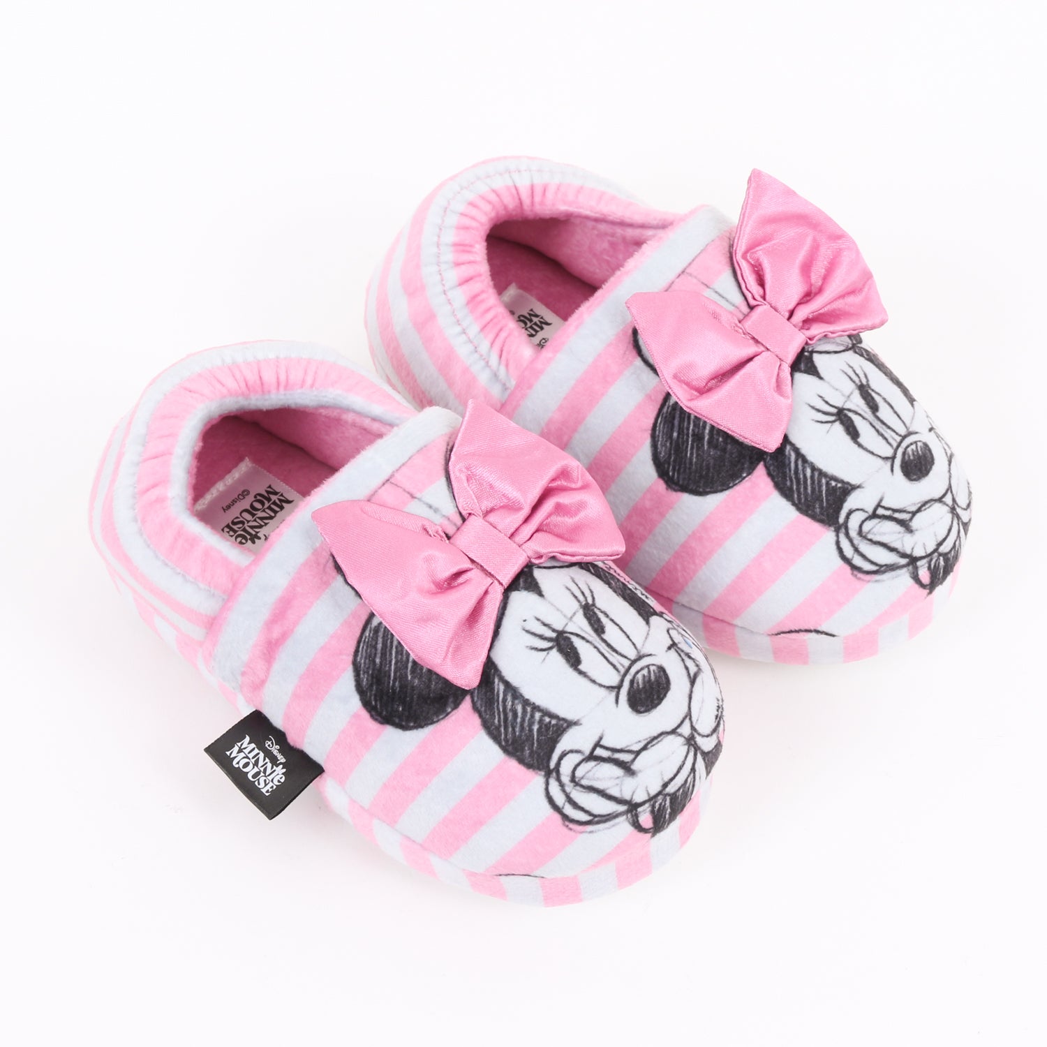 Pantufla Niña Rayas Minnie Mouse Moño Rosado Disney - Pantuflas Chile | The Brands Club cl