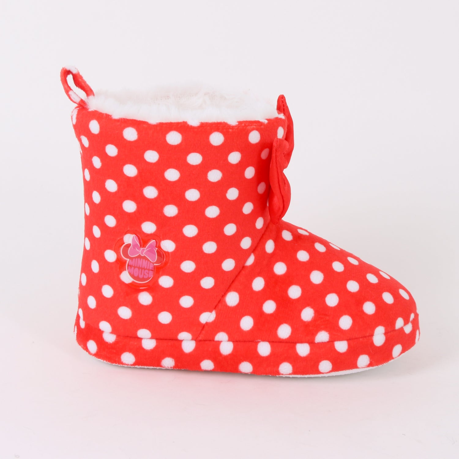 Pantufla Bota Niña Print Puntos Minnie Moño Rojo Disney - Pantuflas Chile | The Brands Club cl