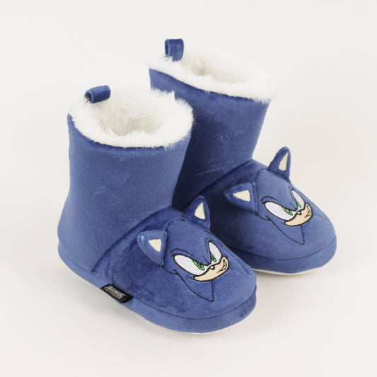 Pantufla Bota Niño Invernal Orejas Azul Sonic - Pantuflas Chile | The Brands Club cl