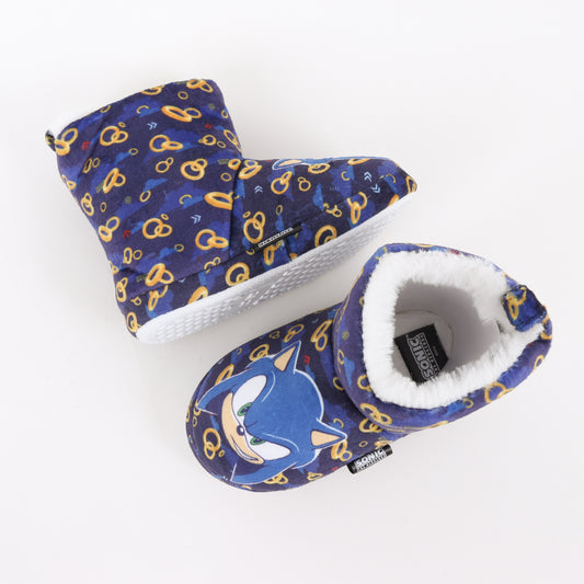 Pantufla Bota Niño Invernal Full Print Rings Azul Sonic - Pantuflas Chile | The Brands Club cl