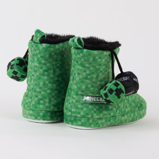 Pantufla Bota Niño Invernal Pompones Verde Minecraft - Pantuflas Chile | The Brands Club cl