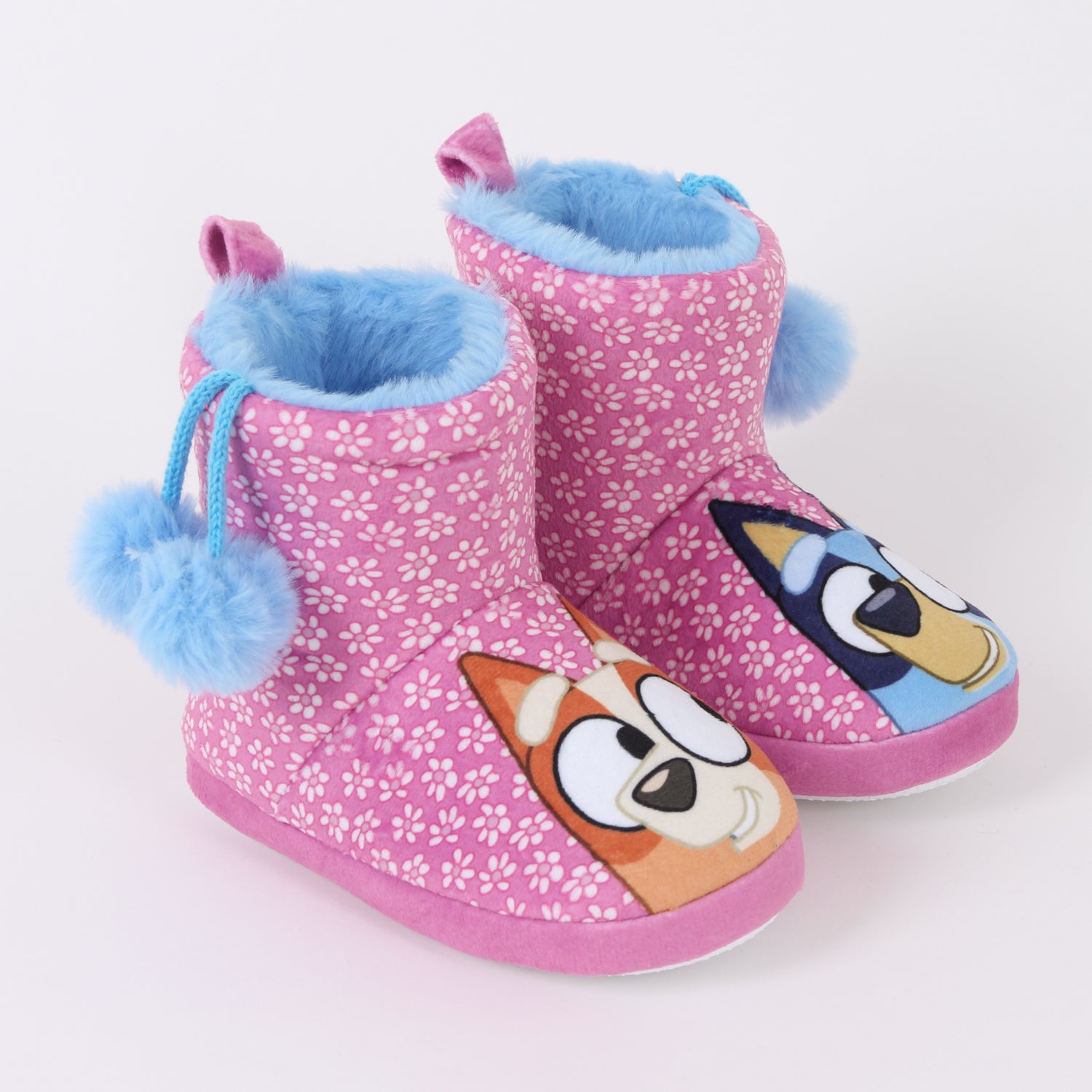 Pantufla Bota Niña Invernal Flores Rosado Bingo & Bluey - Pantuflas Chile | The Brands Club cl