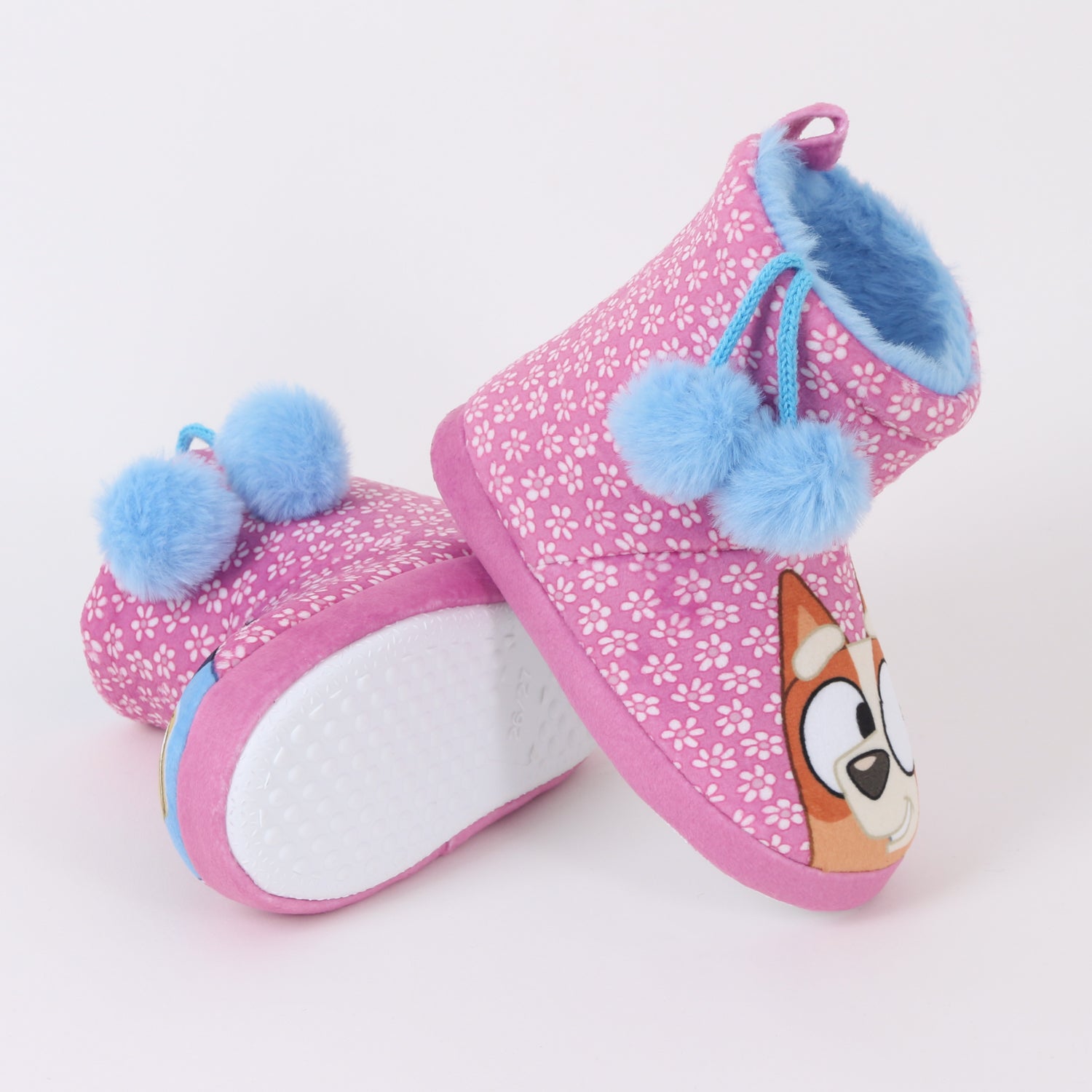 Pantufla Bota Niña Invernal Flores Rosado Bingo & Bluey - Pantuflas Chile | The Brands Club cl