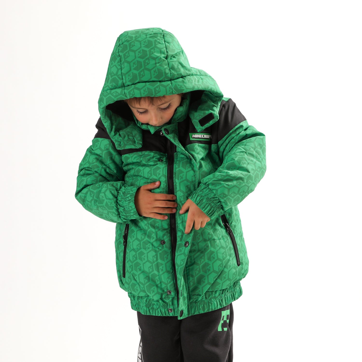 Parka Niño Pixels Verde Minecraft