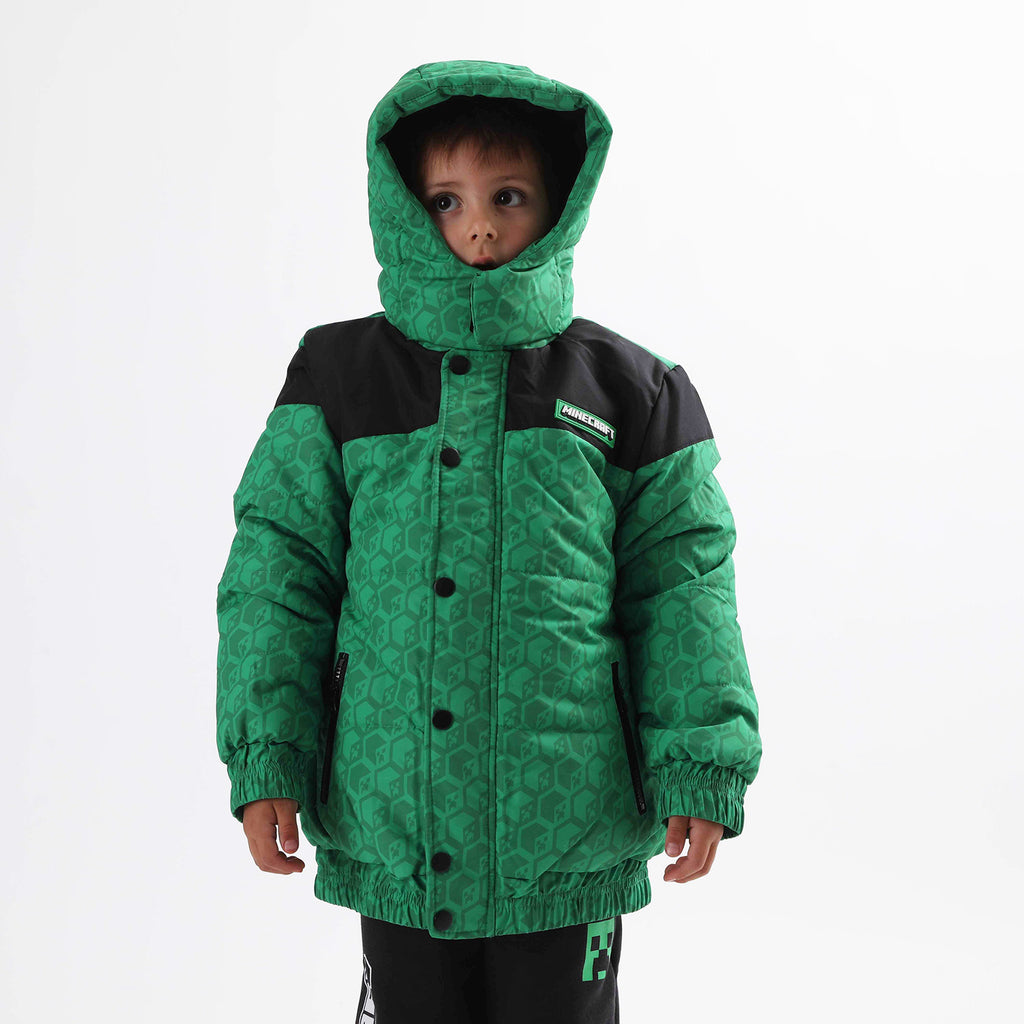 Parka Niño Pixels Verde Minecraft