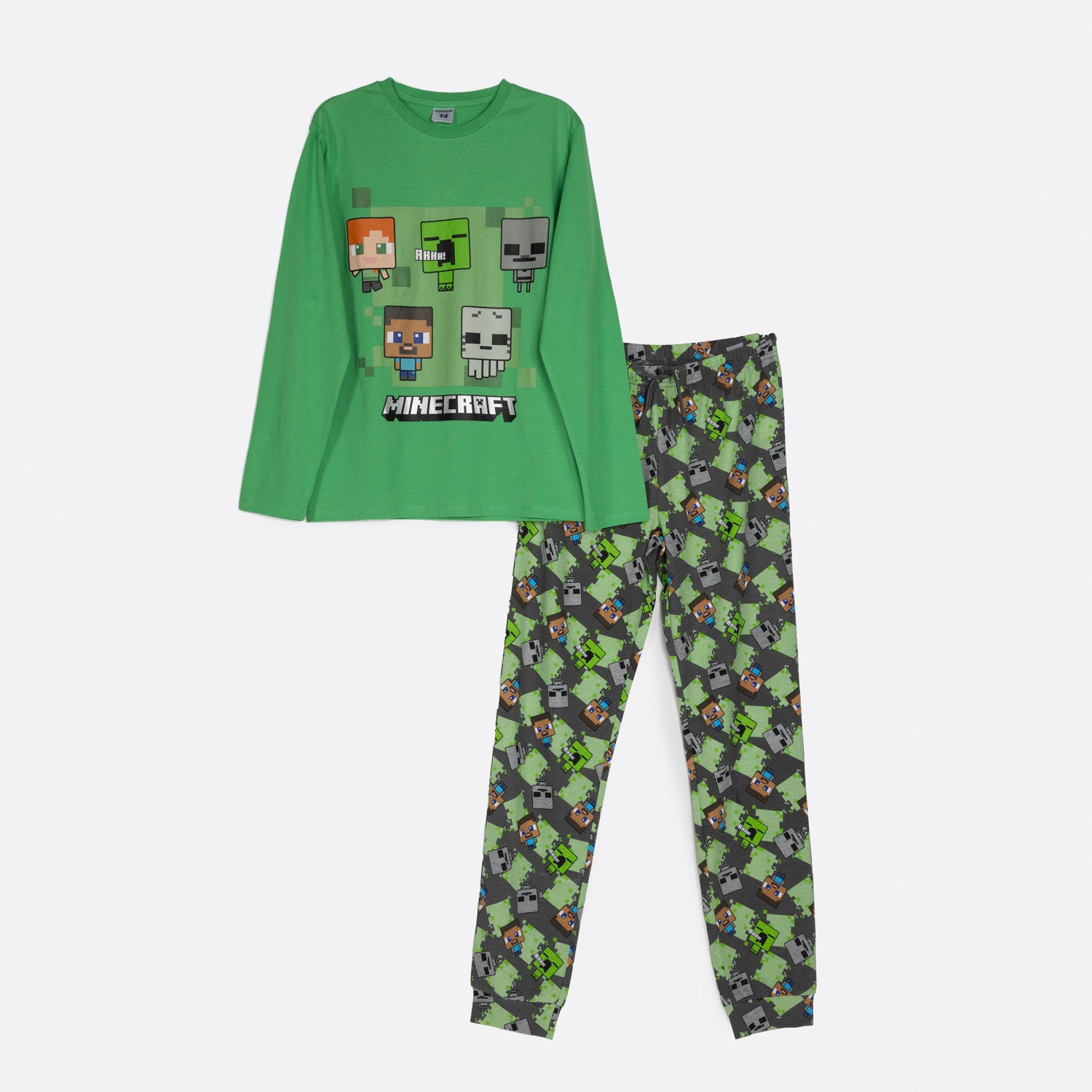 Pijama Largo Niño Personajes Cubo Verde Minecraft