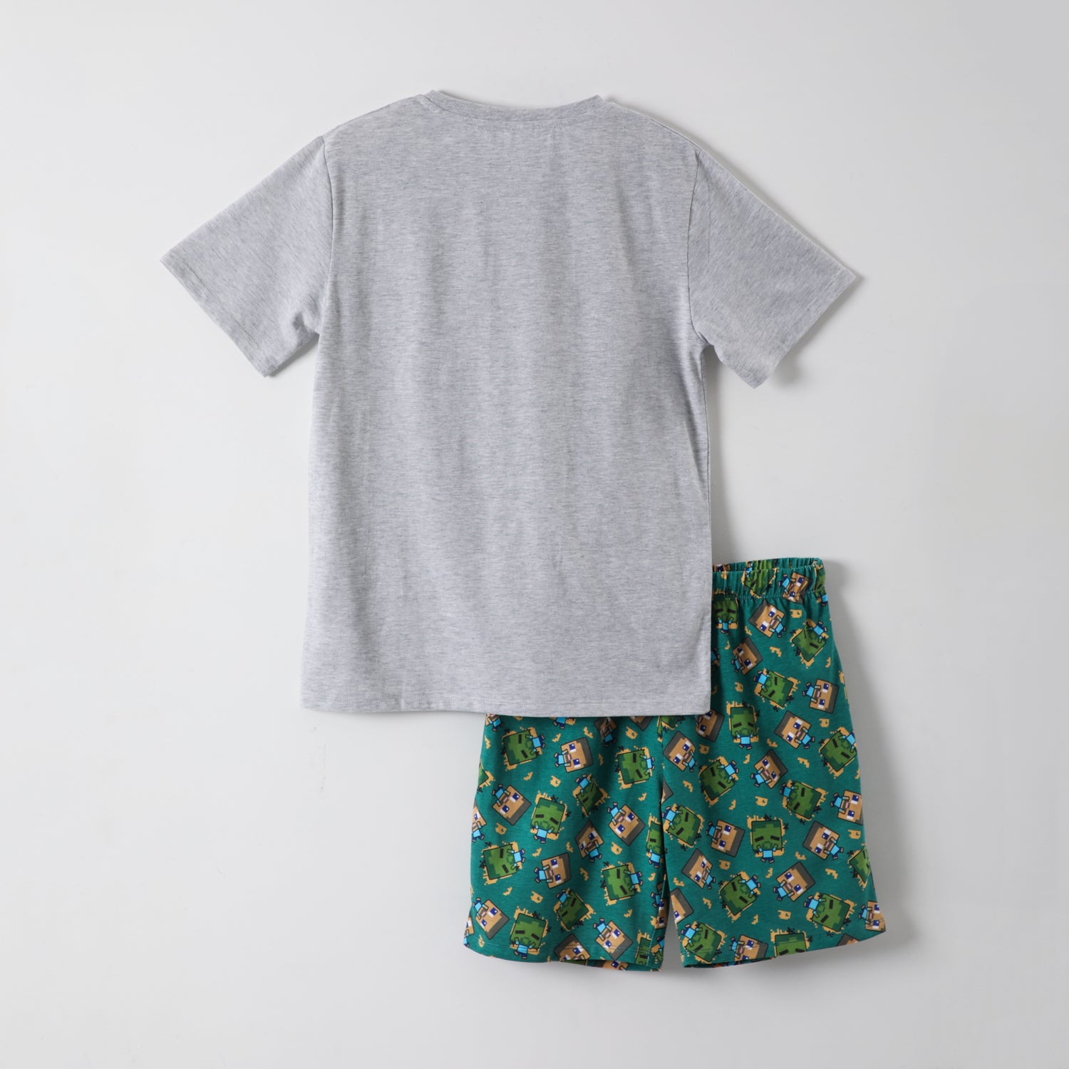 Pijama Corto Niño Creeper y Steve Gris Minecraft