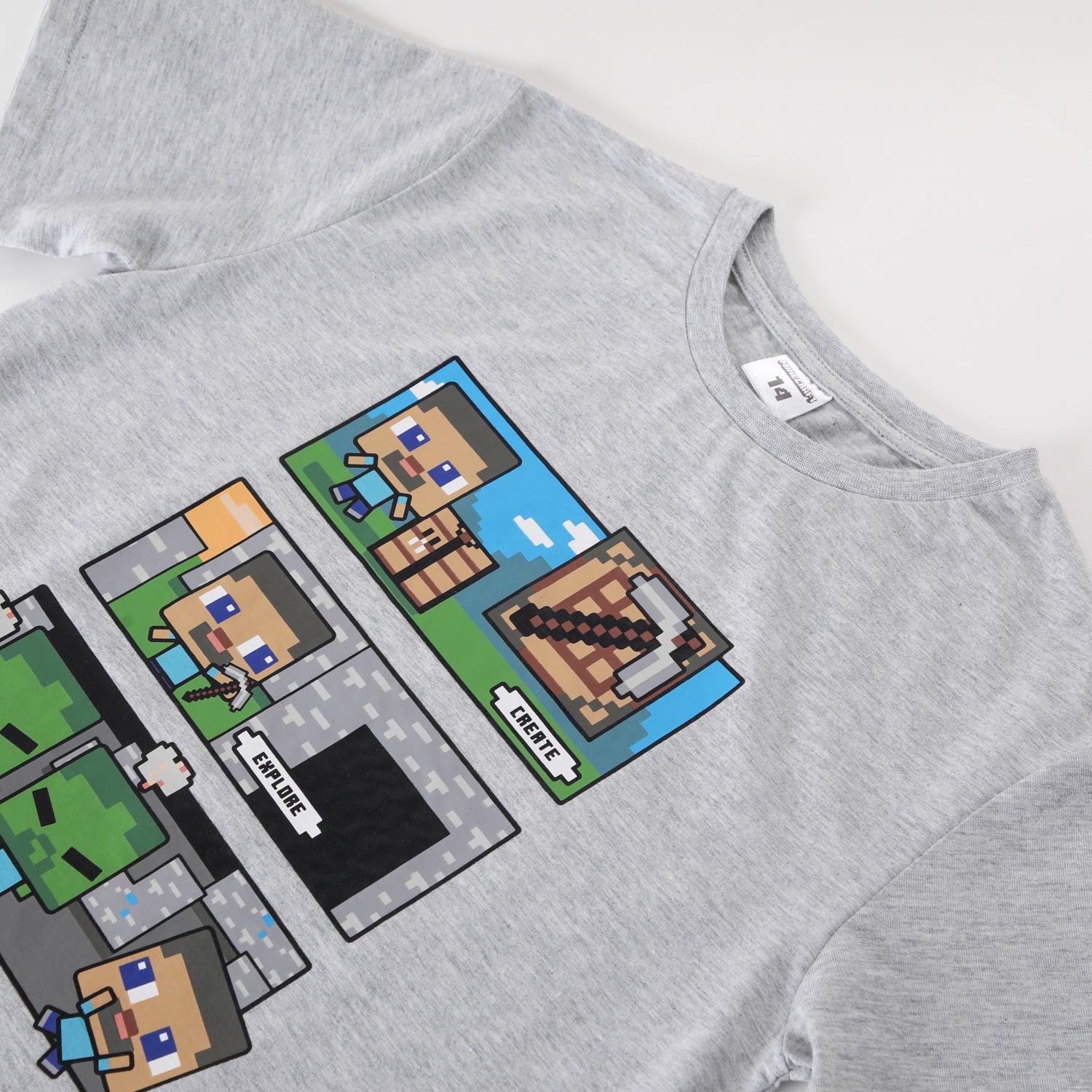 Pijama Corto Niño Creeper y Steve Gris Minecraft