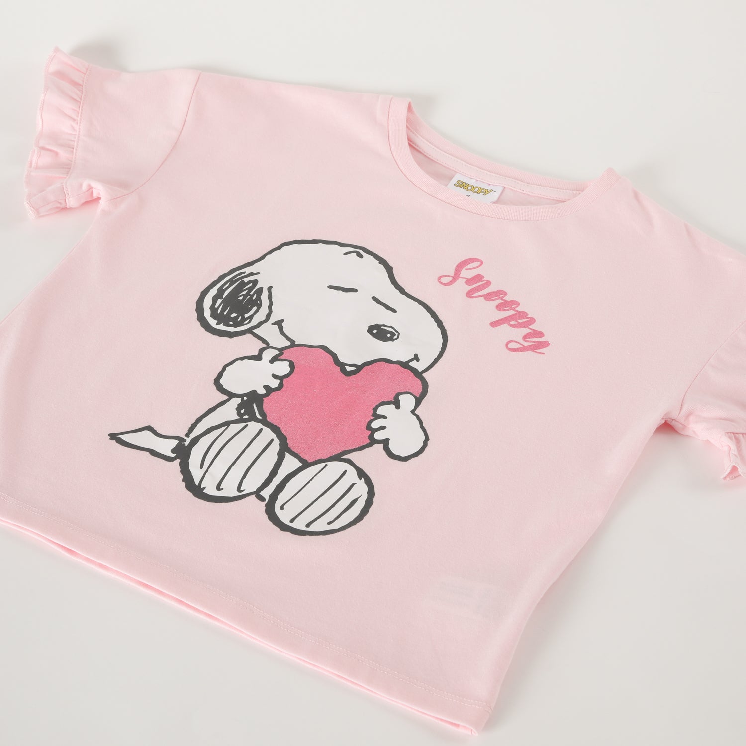 Pijama Corto Niña Corazon Rosado Snoopy