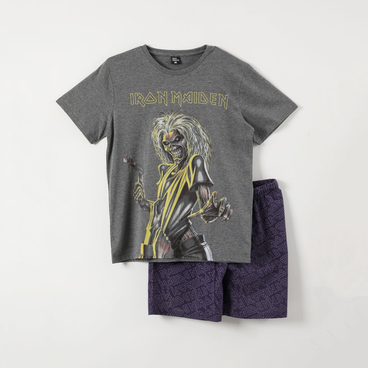 Pijama Hombre Calavera Gris Iron Maiden