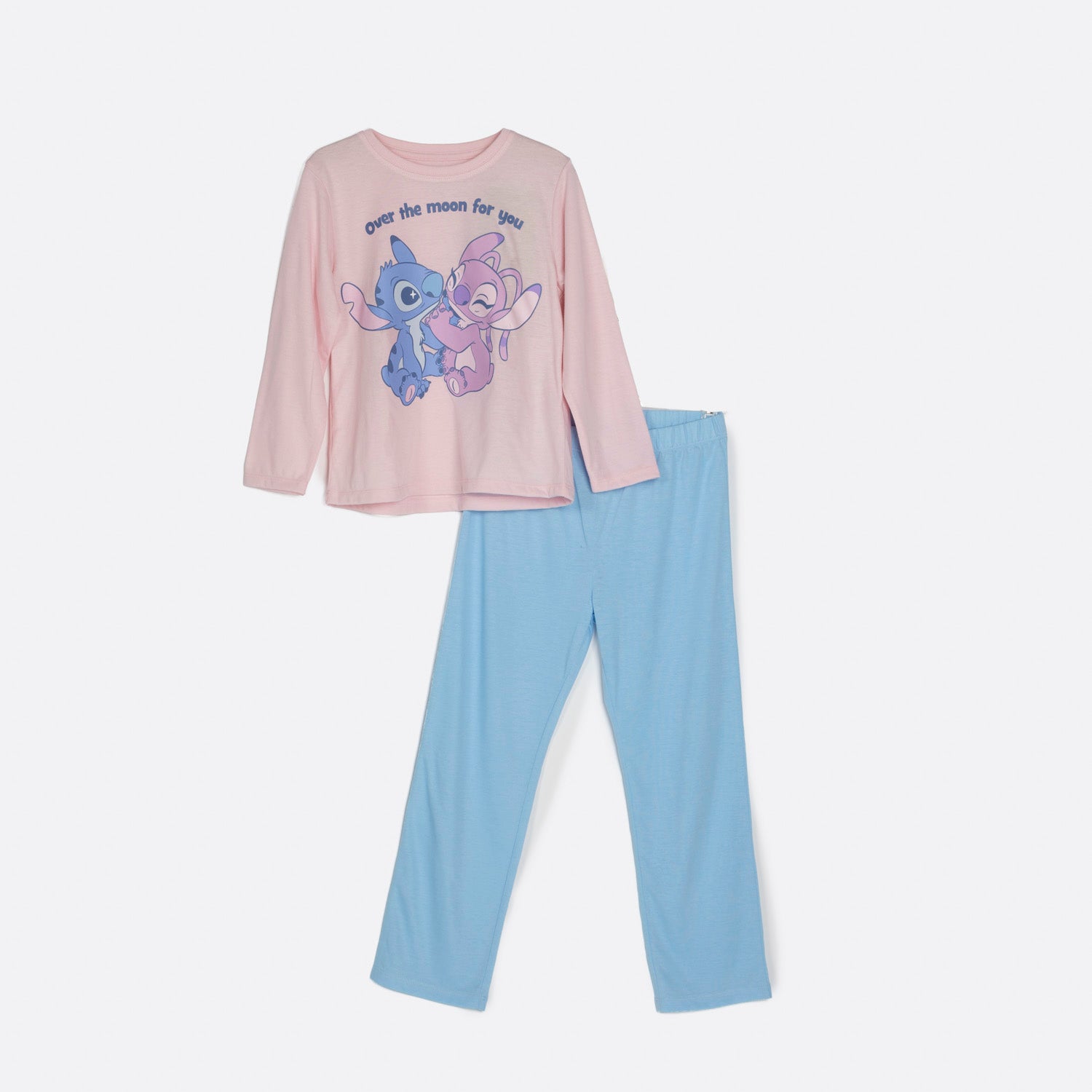 Pijama Manga Larga Niña Rosado Moon Lilo & Stitch Disney