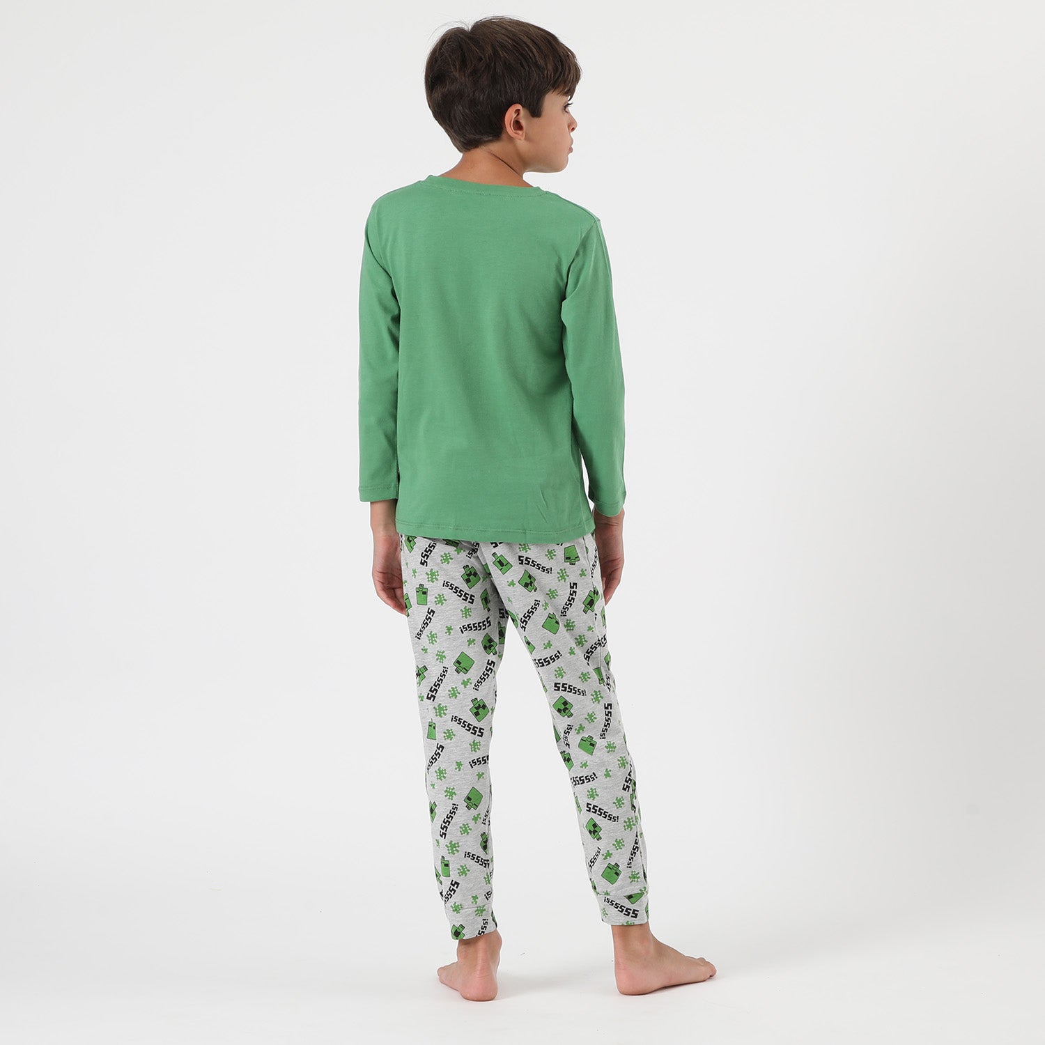 Conjunto Pijama Niño Tnt Creeper Verde Minecraft
