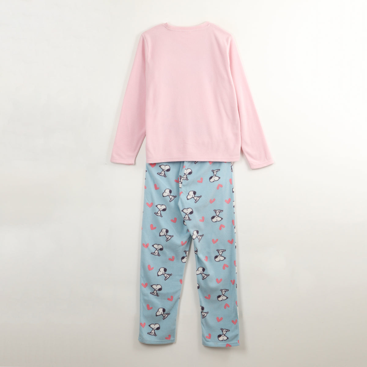 Pijama Polar Mujer Corazones Rosado Snoopy
