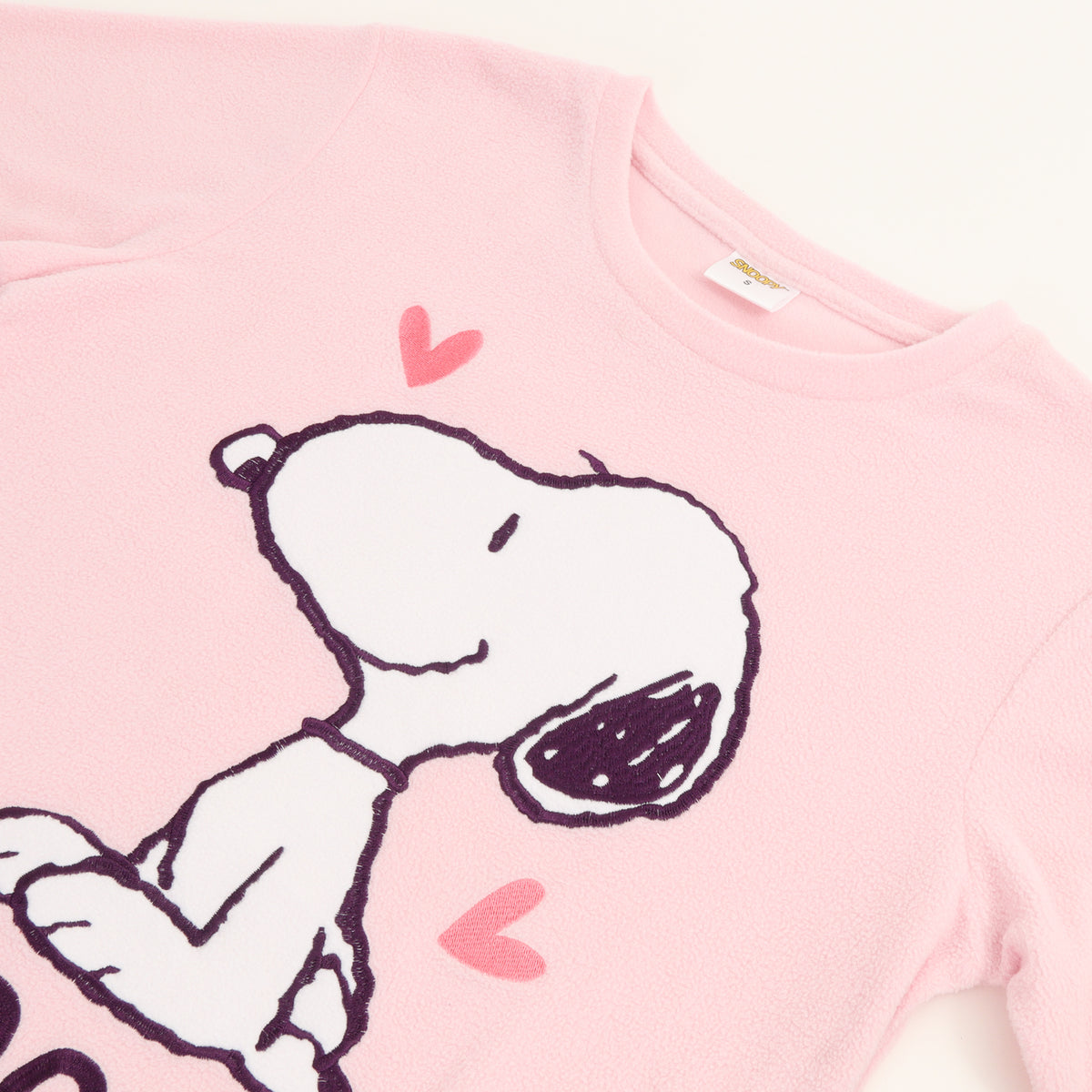 Pijama Polar Mujer Corazones Rosado Snoopy