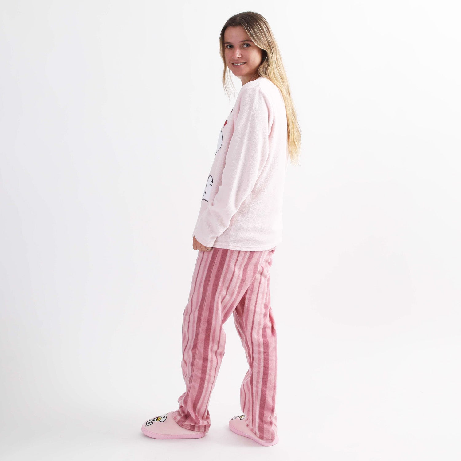 Pijama Polar Mujer Abrazo Rosado Snoopy