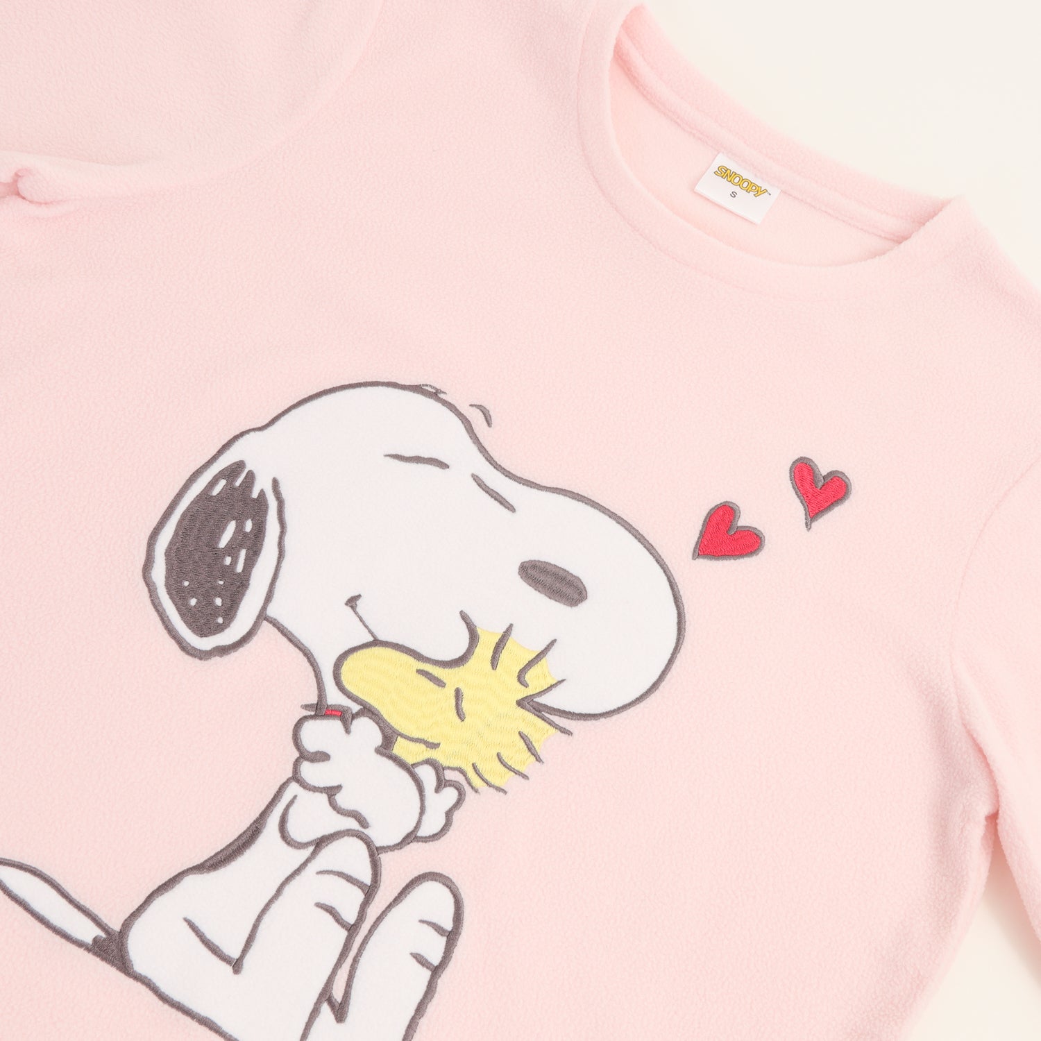 Pijama Polar Mujer Abrazo Rosado Snoopy