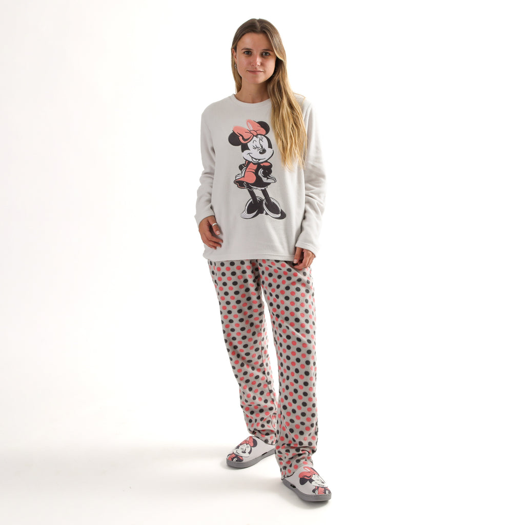 Pijama Polar Mujer Minnie Posando Gris Disney