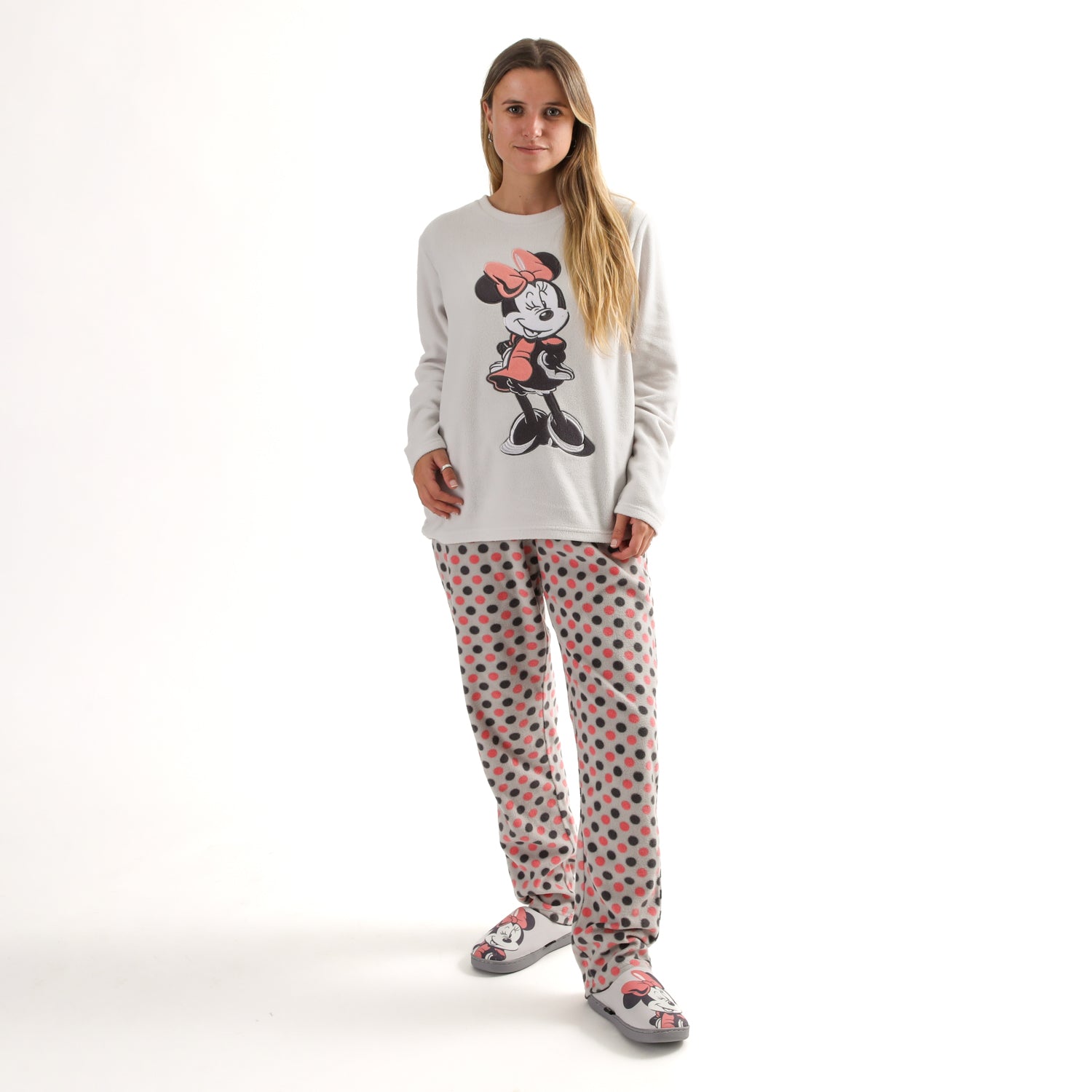 Pijama Polar Mujer Minnie Posando Gris Disney