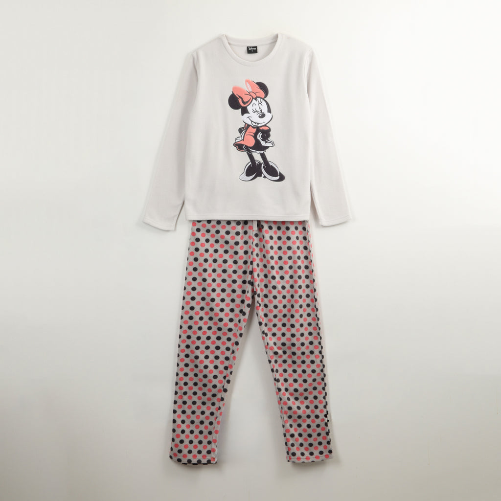 Pijama Polar Mujer Minnie Posando Gris Disney