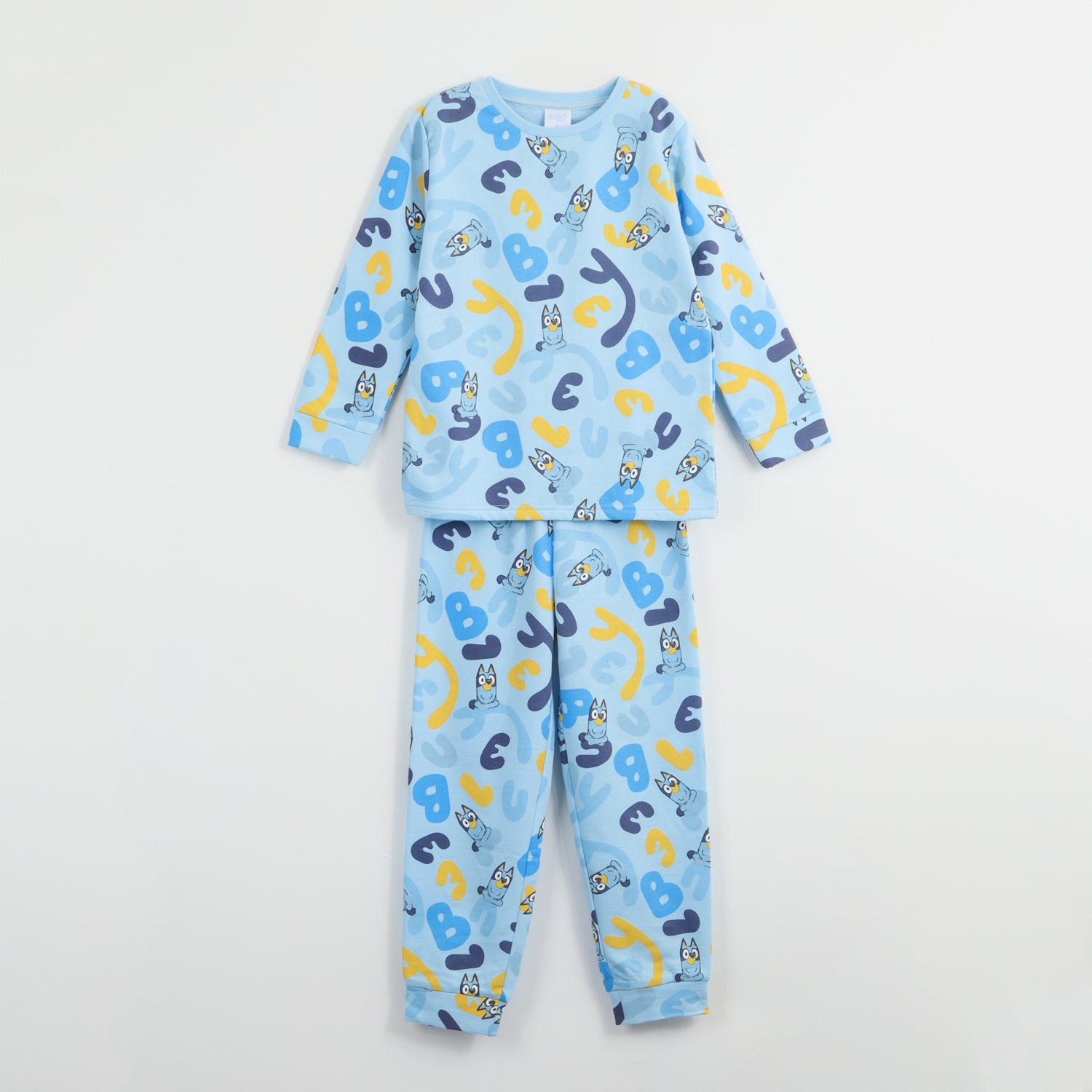 Conjunto Pijama Buzo Niño Letras Celeste Bluey