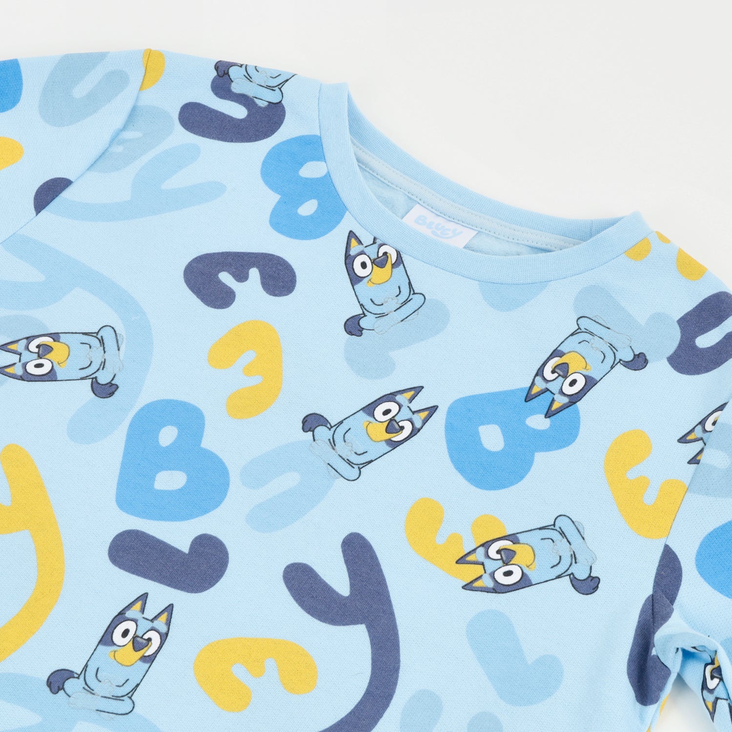 Conjunto Pijama Buzo Niño Letras Celeste Bluey